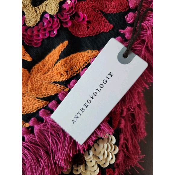 NWT Anthropologie Ibban Clutch Crossbody Bag with sequins & Tassles Boho Pink - Picture 5 of 9